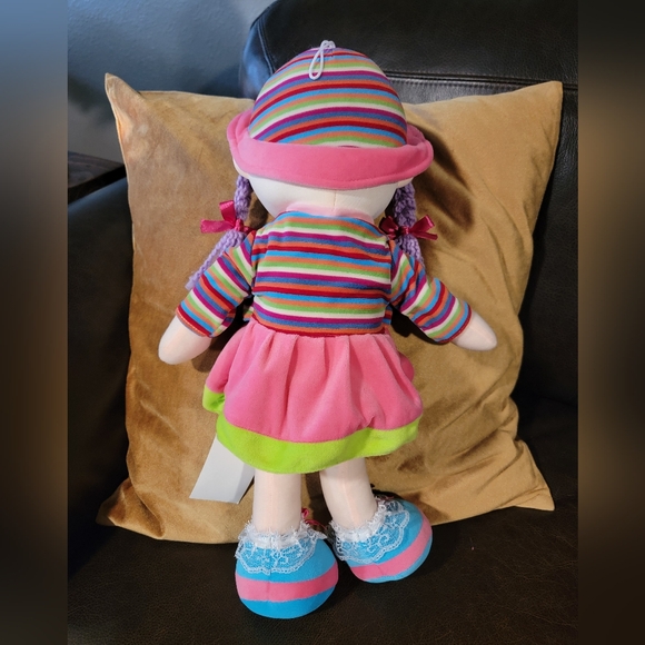 20” Lollipop Dolls Plush Rag Doll Purple Hair Pink Dress Rainbow Outfit NWT - Picture 5 of 7